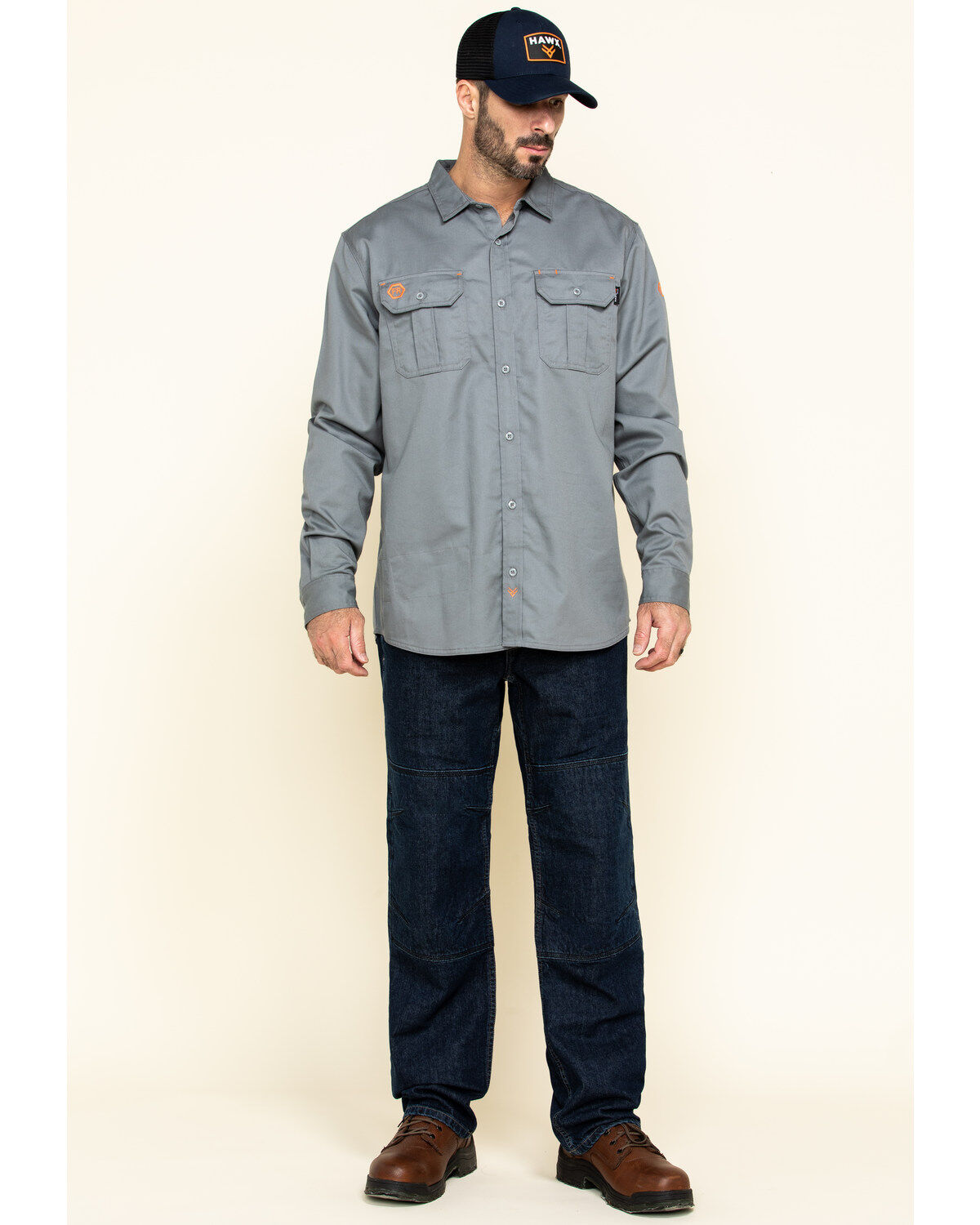 Image #6 - Hawx Men's FR Long Sleeve Woven Work Shirt, Silver, hi-res