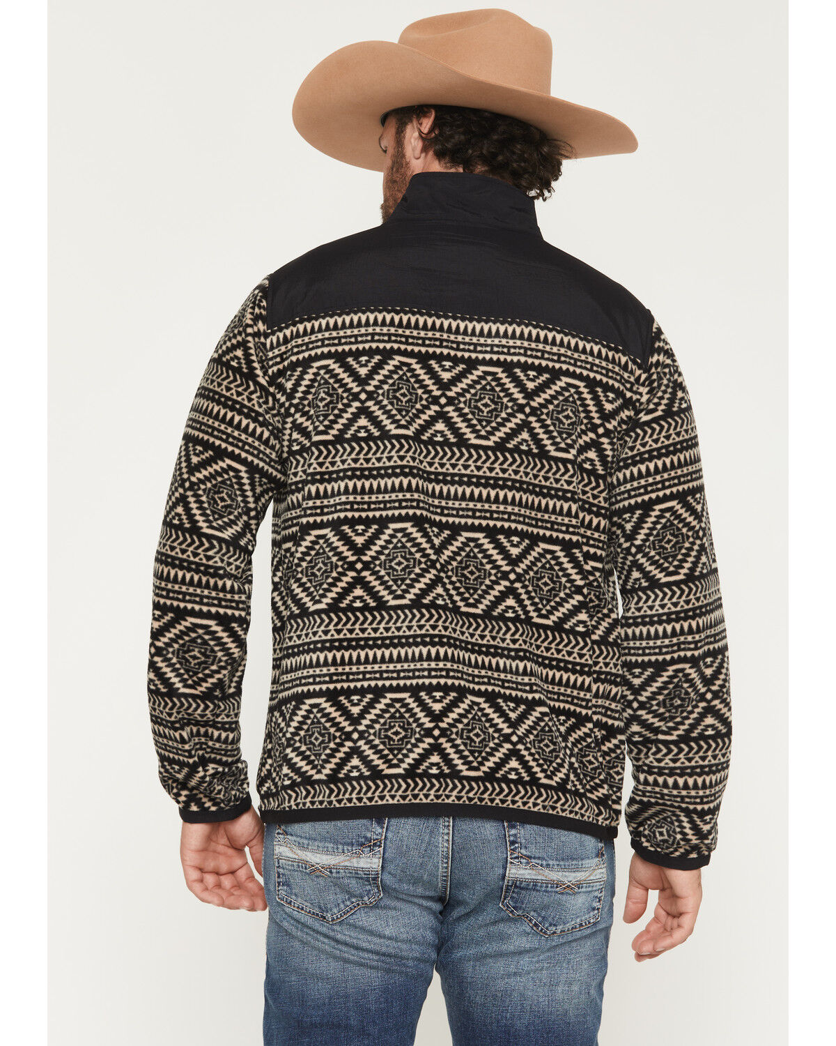 Image #3 - Ariat Men's Basis Southwest 1/4 Zip-Up Fleece Pullover - Big, Black, hi-res