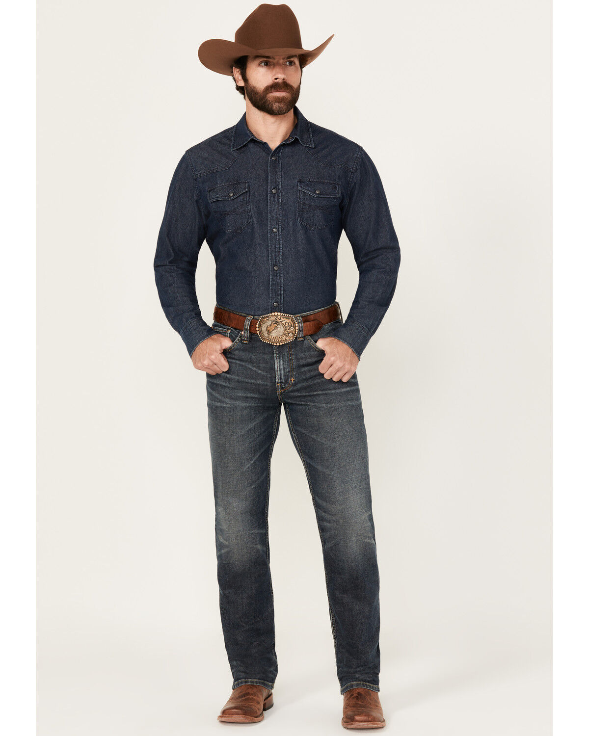 Image #1 - Moonshine Spirit Men's Pantera Wash Decker Slim Straight Stretch Denim Jeans, Dark Wash, hi-res
