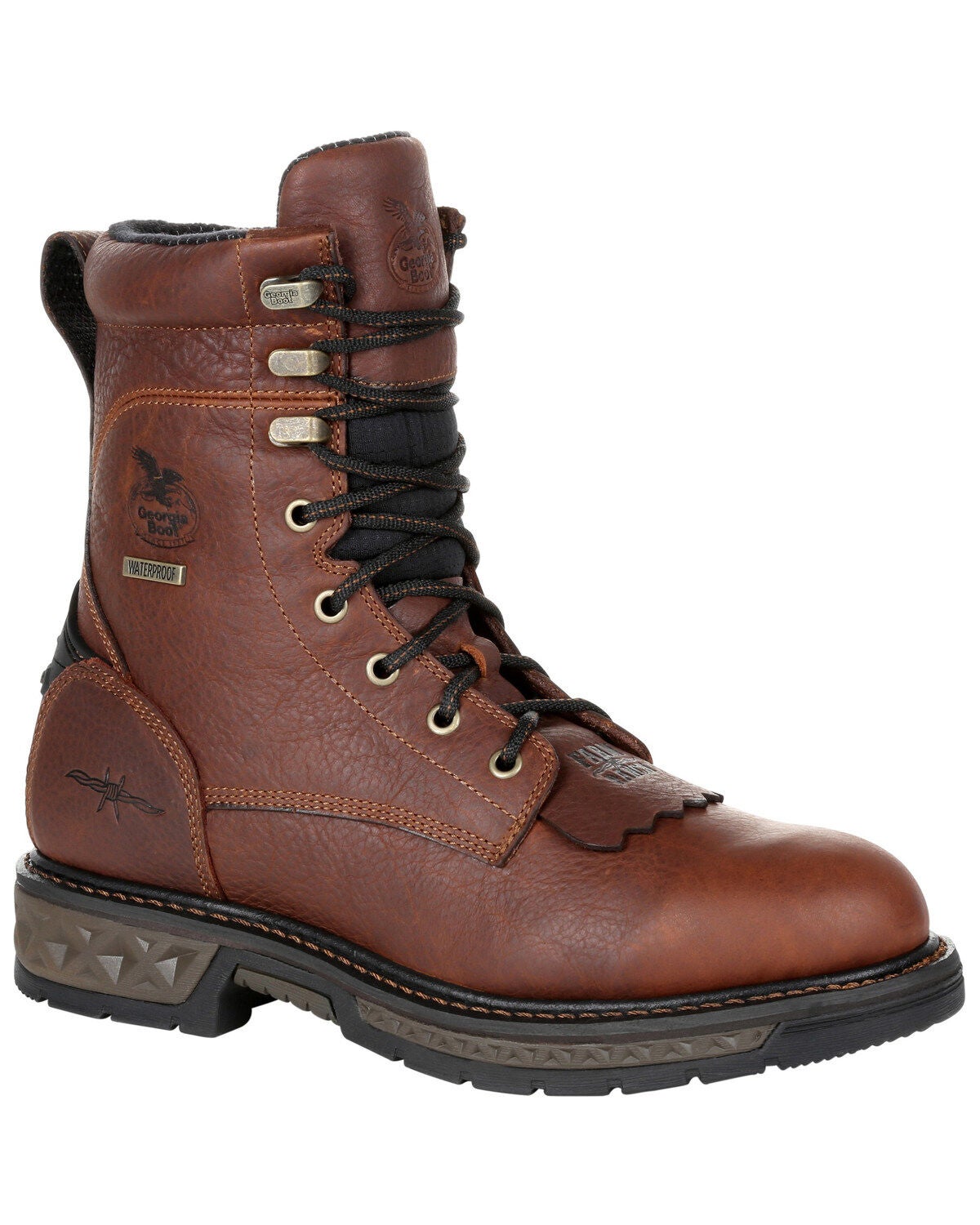 Georgia Boot Men's Carbo-Tec LT Waterproof Lacer Work Boots - Soft Toe, Brown, hi-res