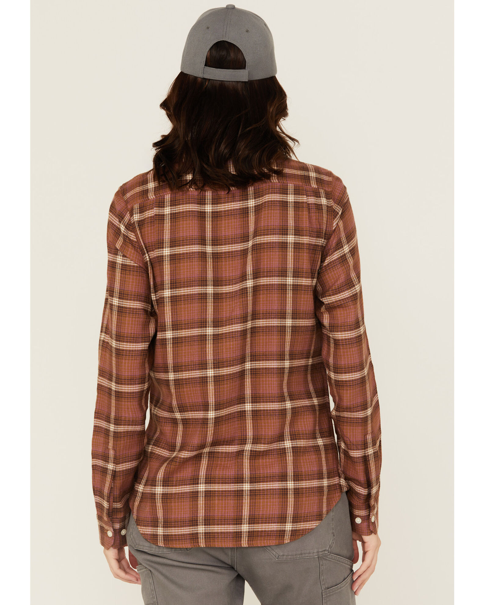 Image #4 - Wolverine Women's Autumn II Plaid Print Long Sleeve Button-Down Flannel Shirt, Brown, hi-res
