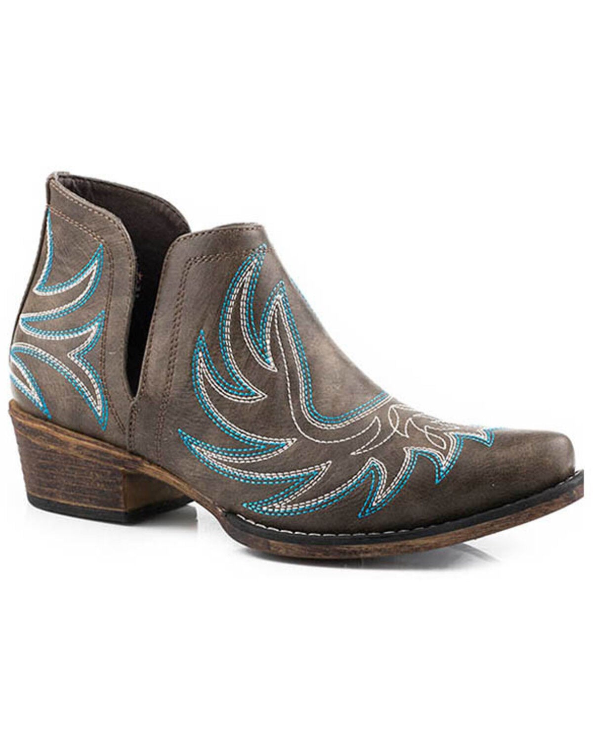 Roper Women's Ava Western Booties - Snip Toe, Brown, hi-res