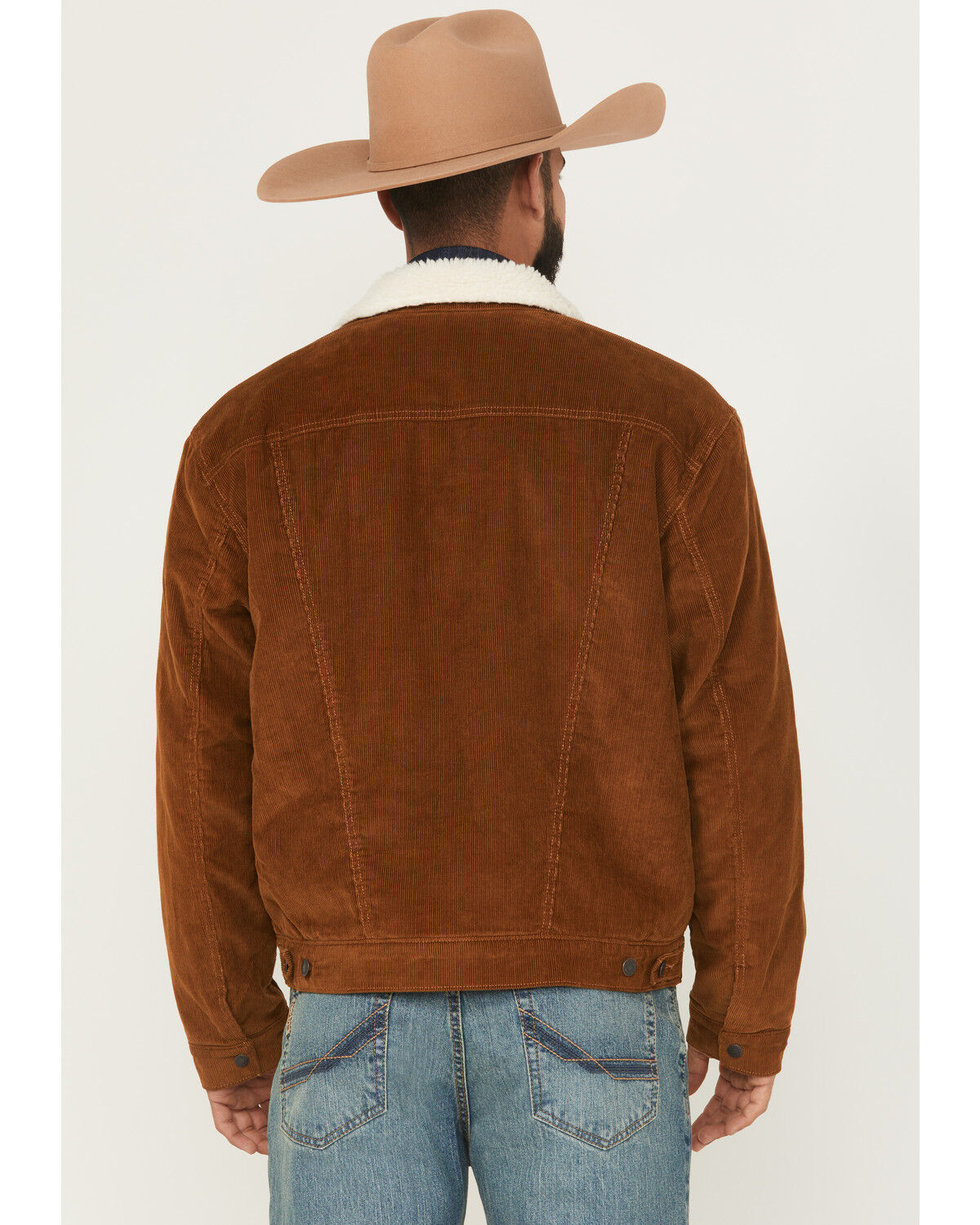 Image #4 - Wrangler Men's Corduroy Sherpa Lined Trucker Jacket, Camel, hi-res