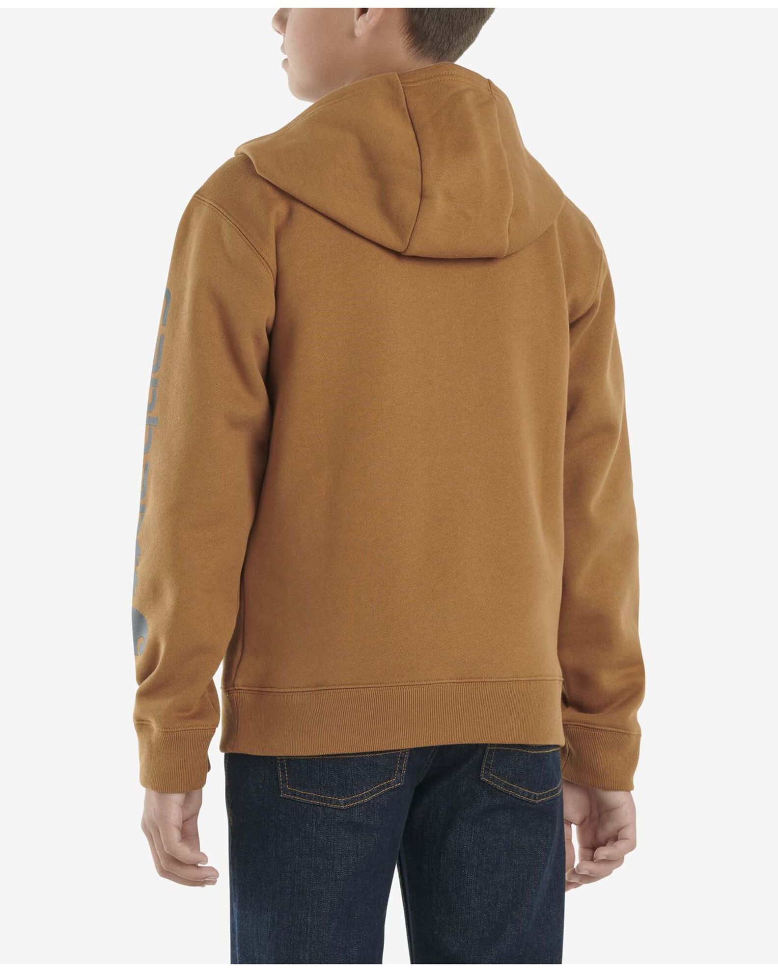 Image #3 - Carhartt Boys' Logo Graphic Hooded Sweatshirt, Brown, hi-res
