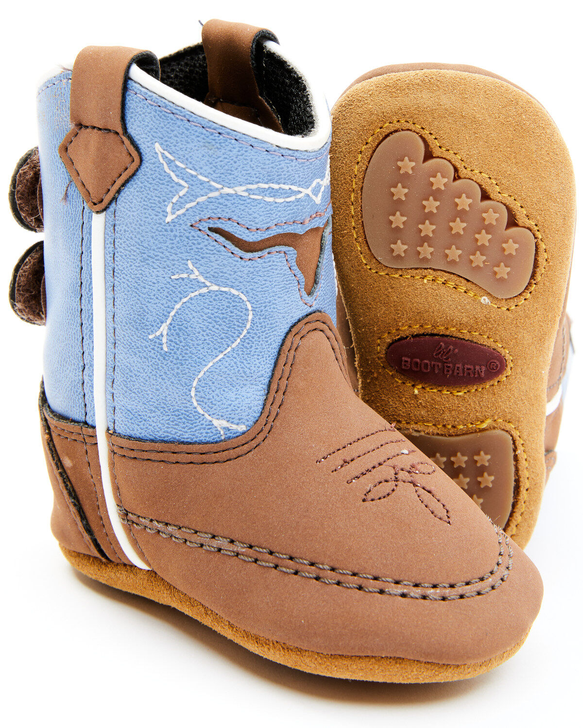 Image #2 - Boot Barn Infant Boys' Longhorn Poppet Boots- Round Toe, Brown/blue, hi-res