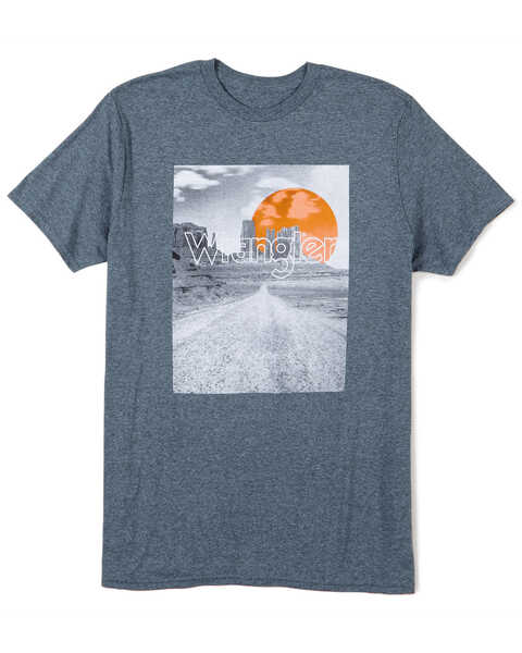 Wrangler Men's Pepper Heather Desert Sunset Graphic T-Shirt , Turquoise, hi-res