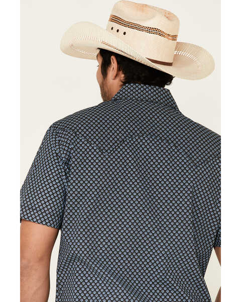 Image #5 - Rock & Roll Denim Men's Geo Print Short Sleeve Pearl Snap Western Shirt , Blue, hi-res