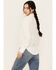 Image #4 - Wrangler Women's Modern Striped Long Sleeve Pearl Snap Western Shirt, Off White, hi-res