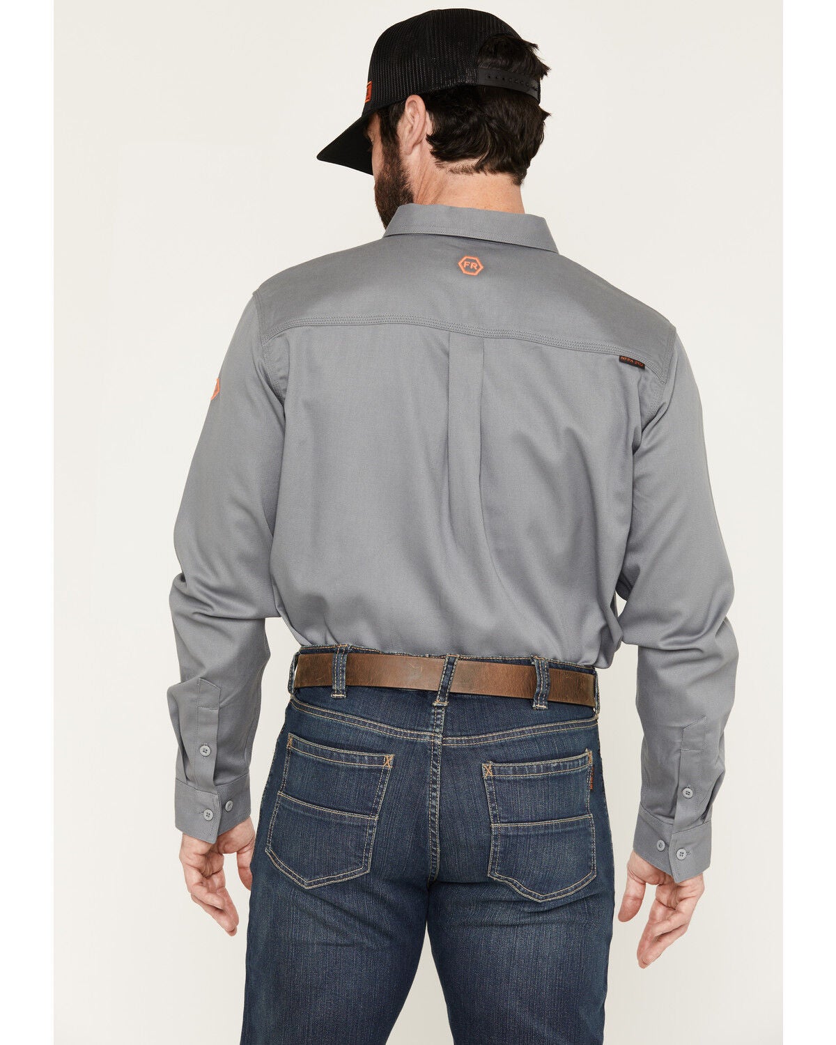 Image #4 - Hawx Men's FR Woven Long Sleeve Button-Down Work Shirt, Grey, hi-res