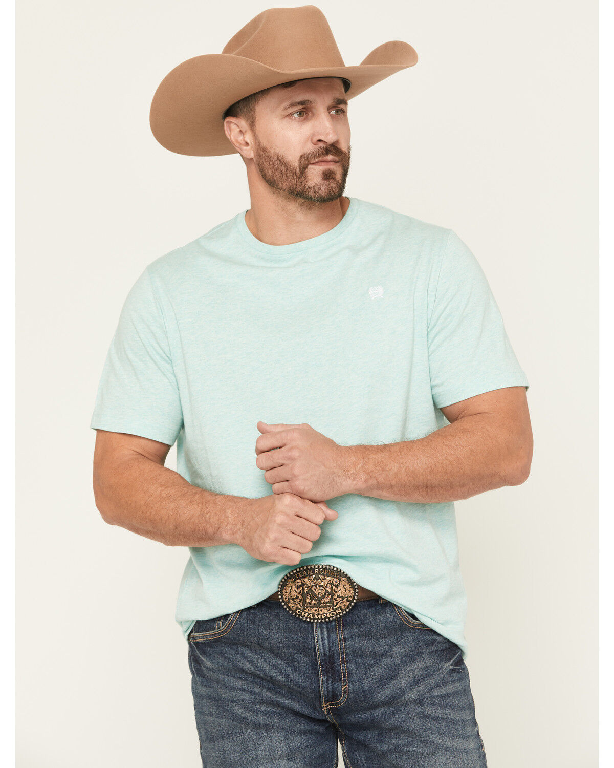 Image #1 - Cinch Men's Solid Logo Short Sleeve T-Shirt, Turquoise, hi-res