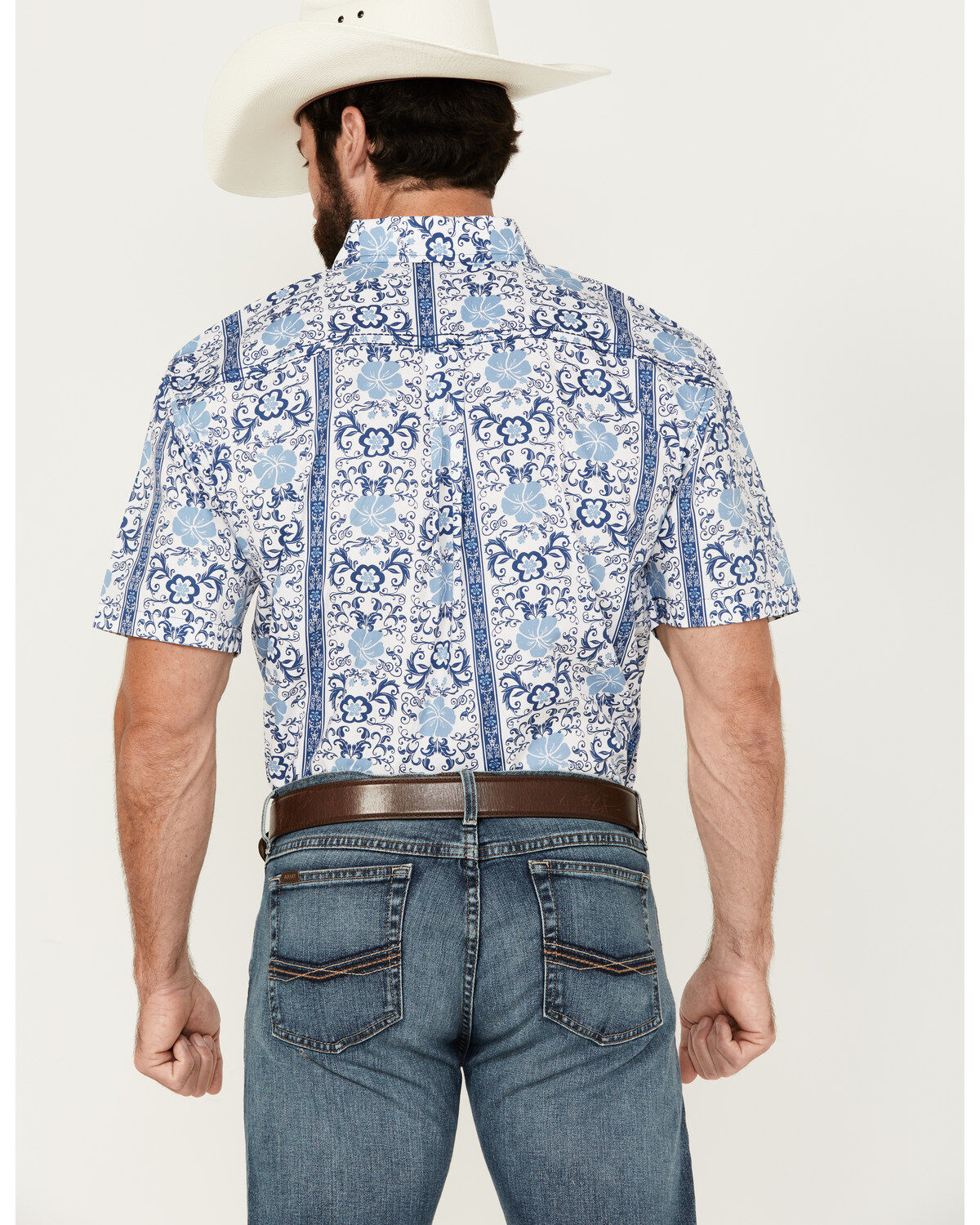 Image #4 - Cowboy Hardware Men's Hawaiian Floral Print Short Sleeve Button-Down Western Shirt, , hi-res
