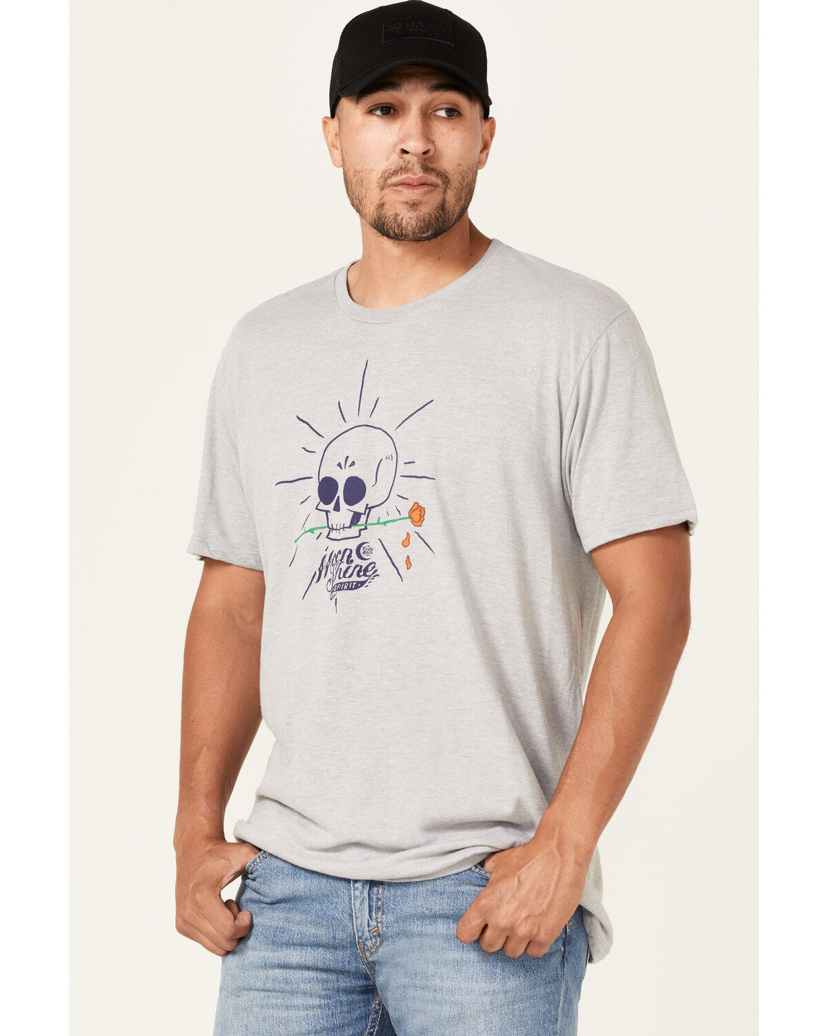 Image #2 - Moonshine Spirit Men's Simple Skully Graphic T-Shirt, Light Grey, hi-res
