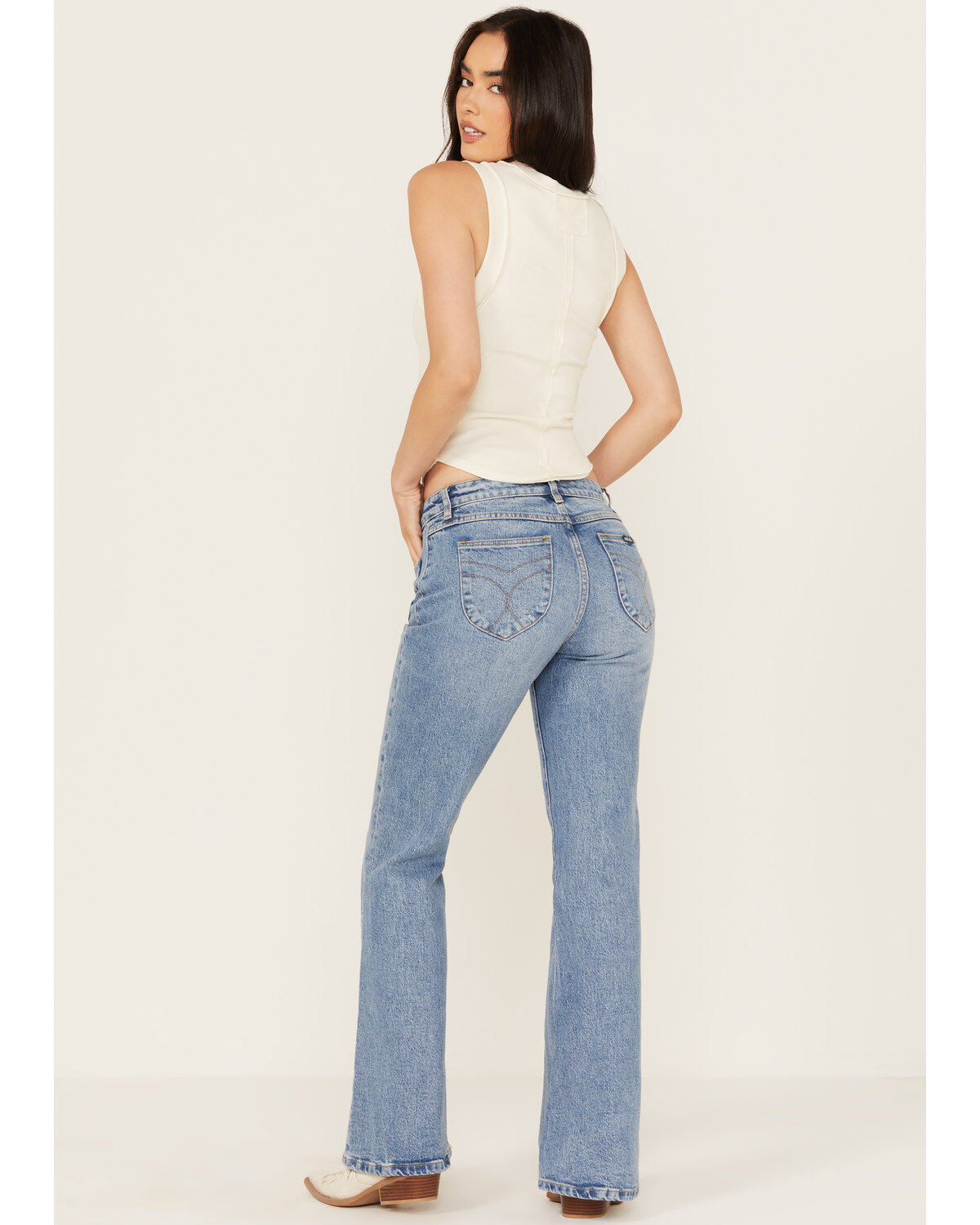Image #3 - Rolla's Women's Carlson Medium Wash Low Rise East Coast Stretch Flare Jeans, Medium Wash, hi-res