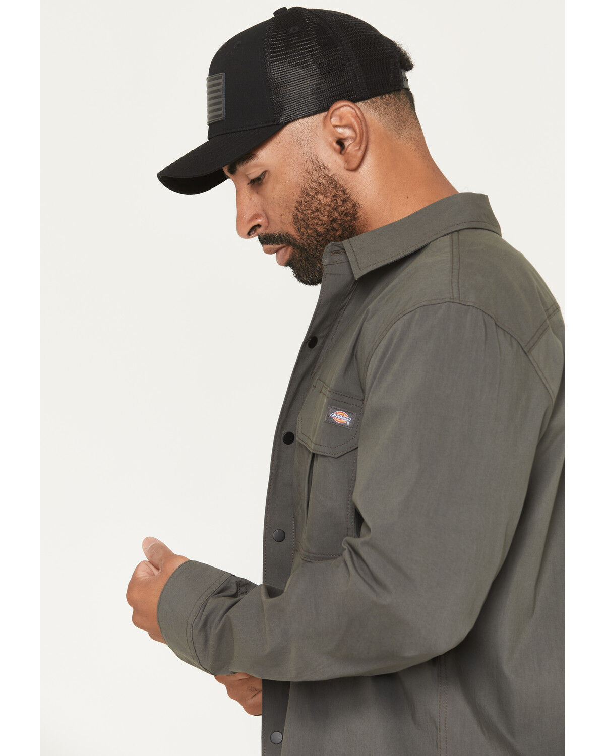 Image #2 - Dickies Men's Tradebuilt Utility Long Sleeve Snap Stretch Work Shirt, Slate, hi-res