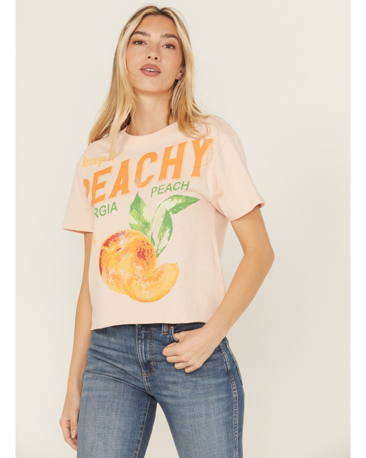 Blended Women's Keep It Peachy Short Sleeve Graphic Tee, Orange, hi-res
