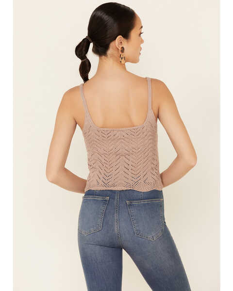 HYFVE Women's Pointelle Sweater-Knit Crop Cami , Blush, hi-res