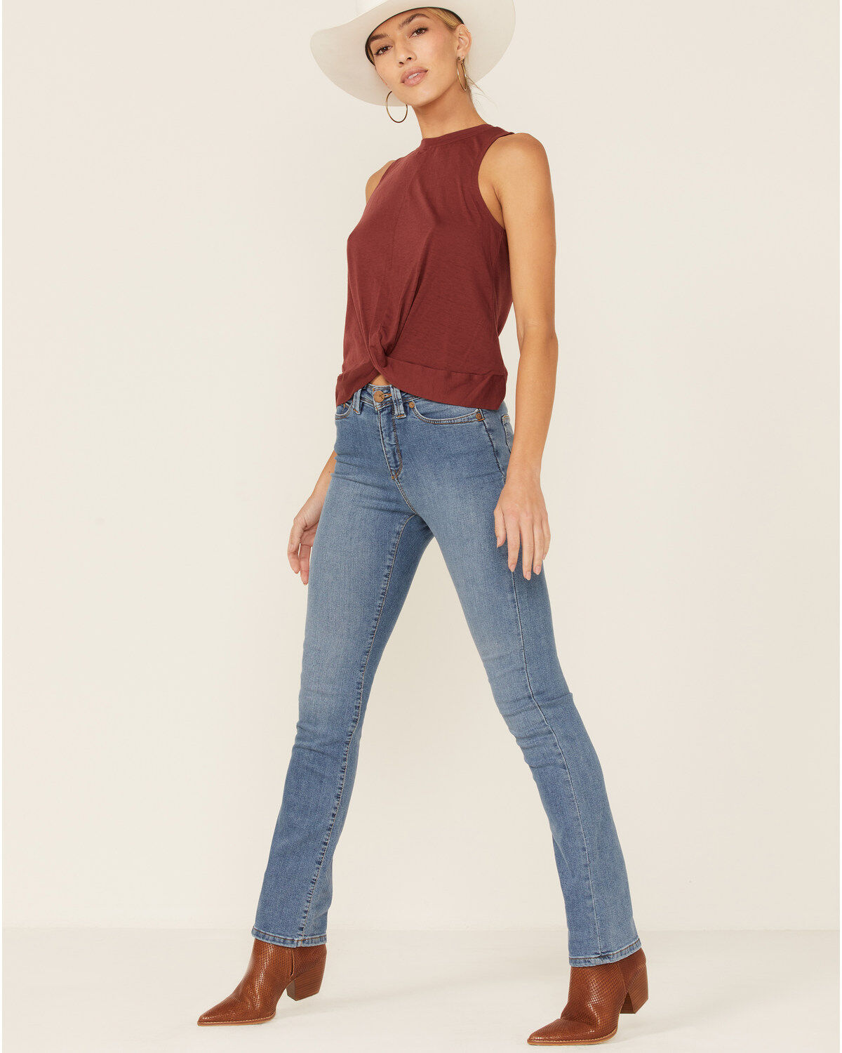 Image #1 - Lola Jeans Women's Light Wash High Rise Straight Jeans, Blue, hi-res