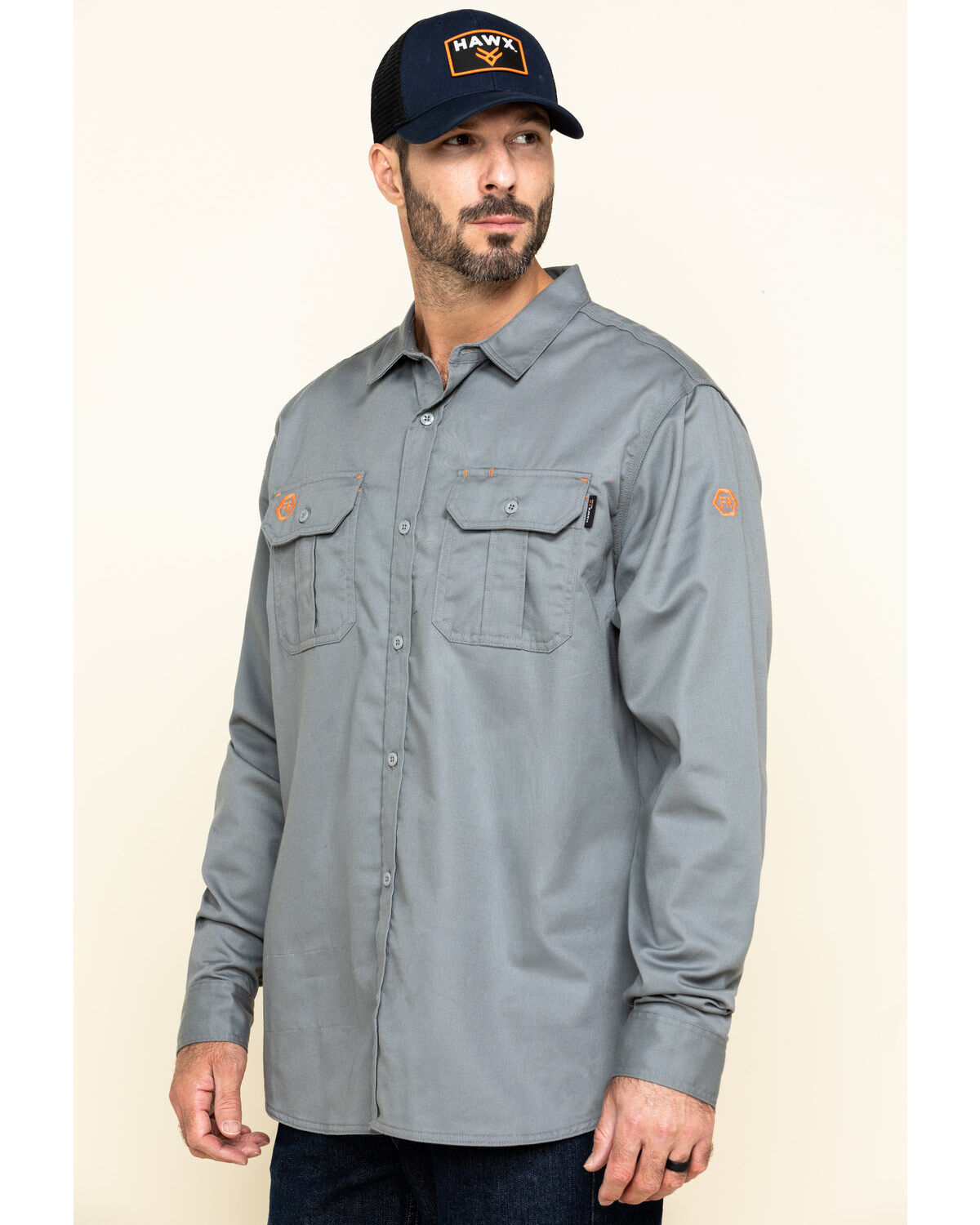 Image #3 - Hawx Men's FR Long Sleeve Woven Work Shirt - Tall, Silver, hi-res