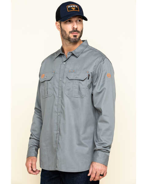 Image #3 - Hawx Men's FR Long Sleeve Woven Work Shirt - Tall , Silver, hi-res