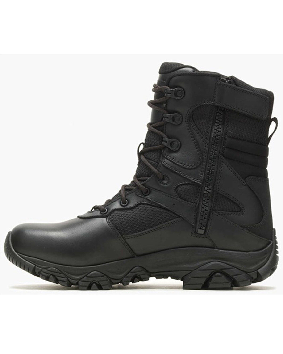 Image #3 - Merrell Men's Moab 3 8" Tactical Response Zip Waterproof Boots - Soft Toe, Black, hi-res
