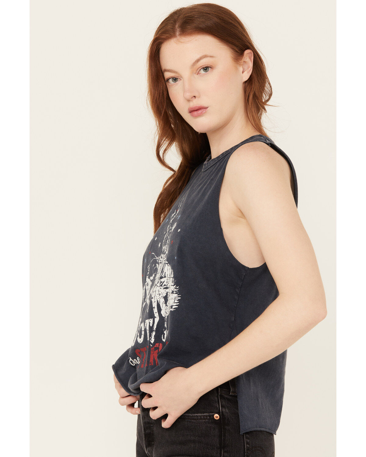 Image #2 - Rock & Roll Denim Women's Shoot for the Stars Sleeveless Tank, Navy, hi-res