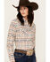 Panhandle Women's Southwestern Print Long Sleeve Snap Western Shirt , Natural, hi-res