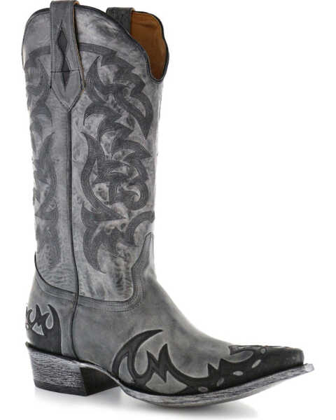 Image #1 - Moonshine Spirit Men's Distressed Grey Cowboy Boots - Snip Toe, , hi-res