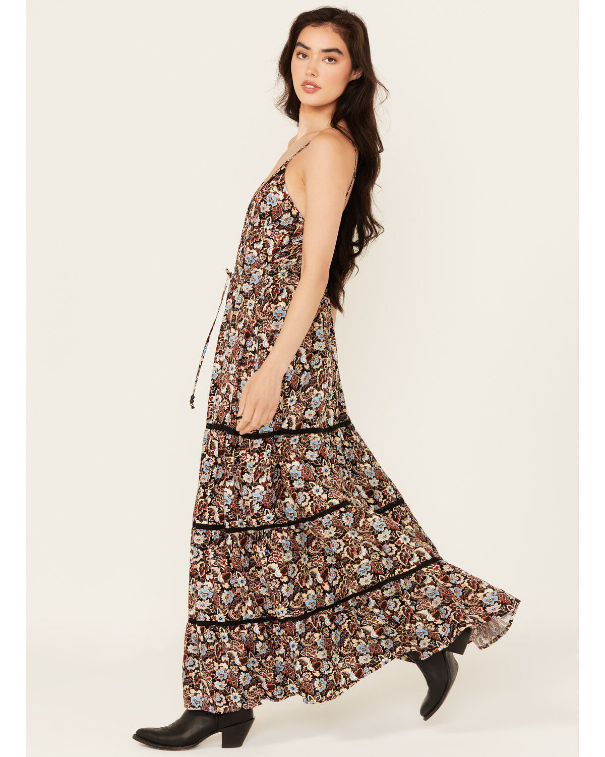Image #3 - Idyllwind Women's Floral Print Sleeveless Maxi Dress, Black, hi-res