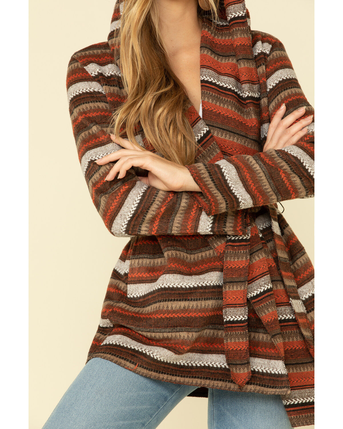 Image #5 - Cripple Creek Women's Orange Striped Blanket Wrap Jacket , , hi-res