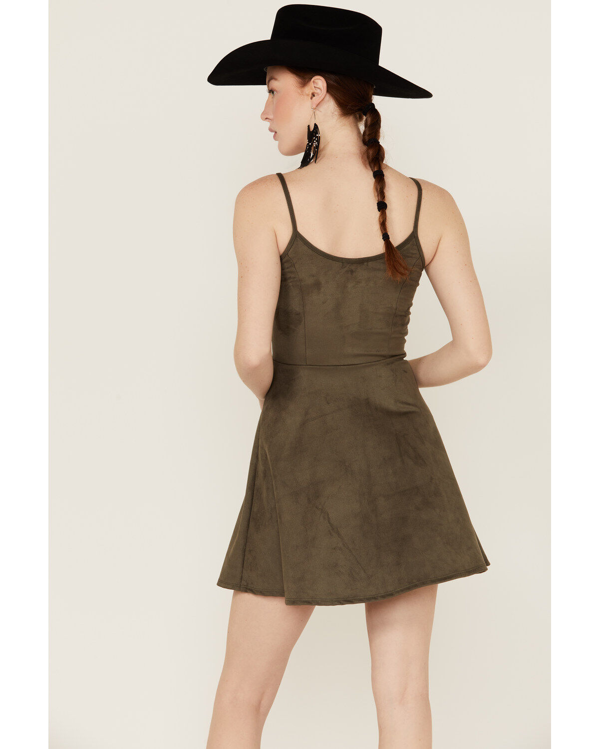 Image #4 - Wild Moss Women's Tie Front Faux Suede Mini Dress, , hi-res