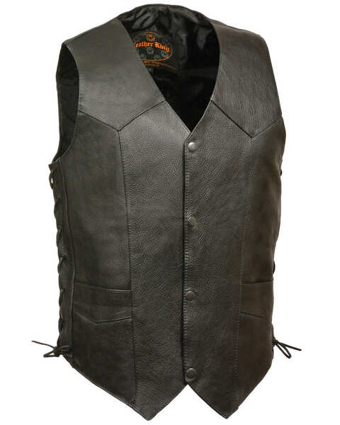 Image #1 - Milwaukee Leather Men's Classic Side Lace Biker Vest - Extra Big, Black, hi-res