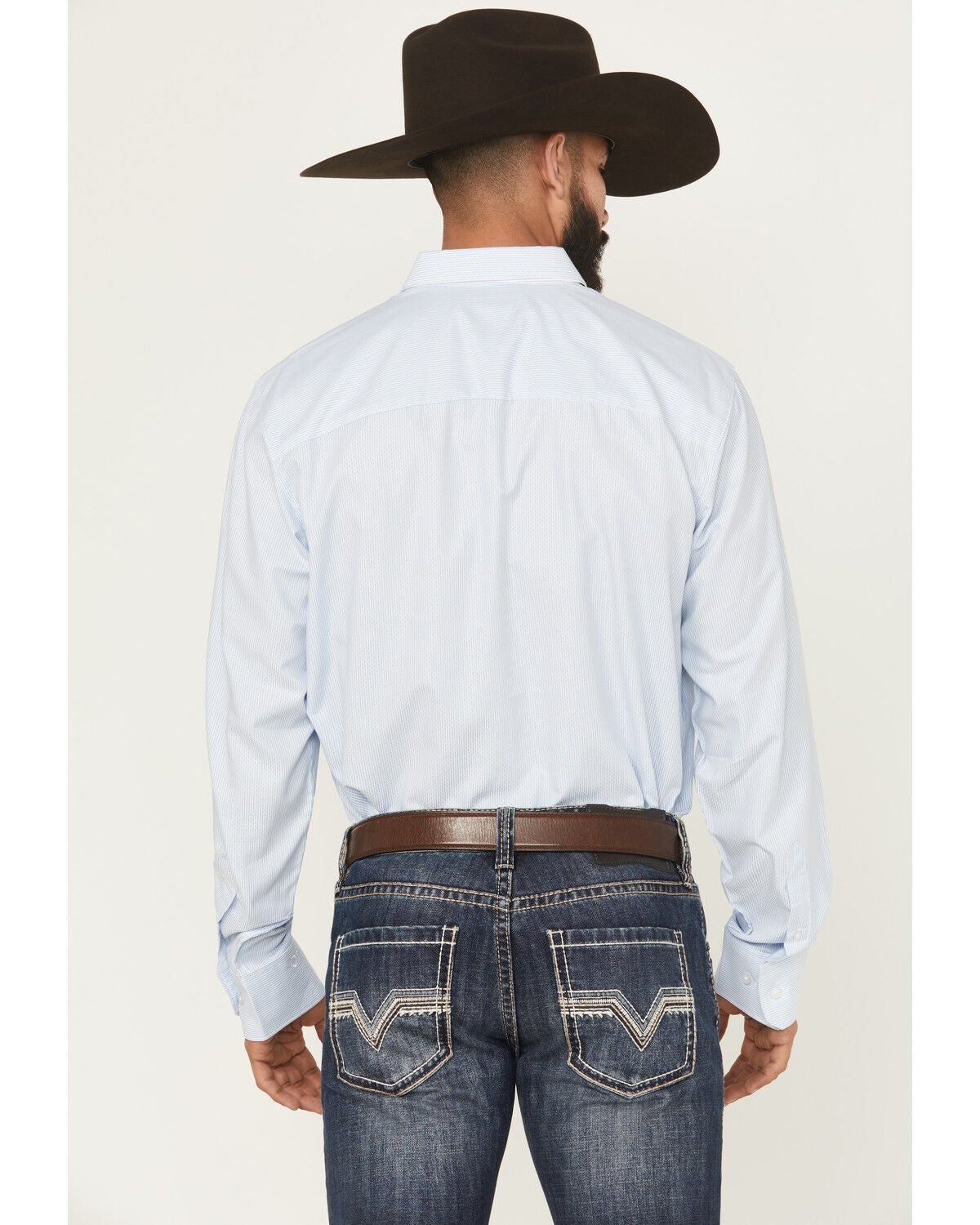 Image #4 - Wrangler X Cody Johnson Men's Non-Solid Solid Long Sleeve Button-Down Western Shirt, Blue, hi-res