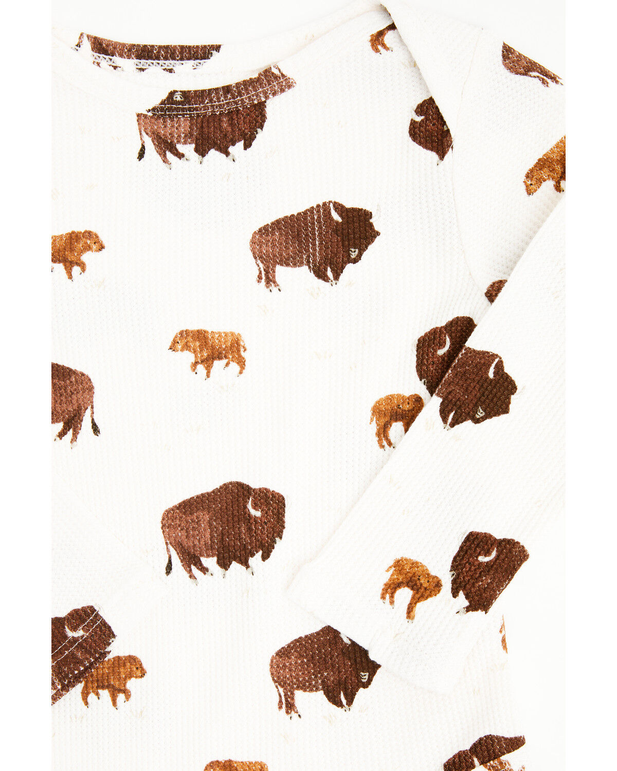 Image #2 - Angel Dear Infant Boys' Bison Print Long Sleeve Snap Onesie, Ivory, hi-res