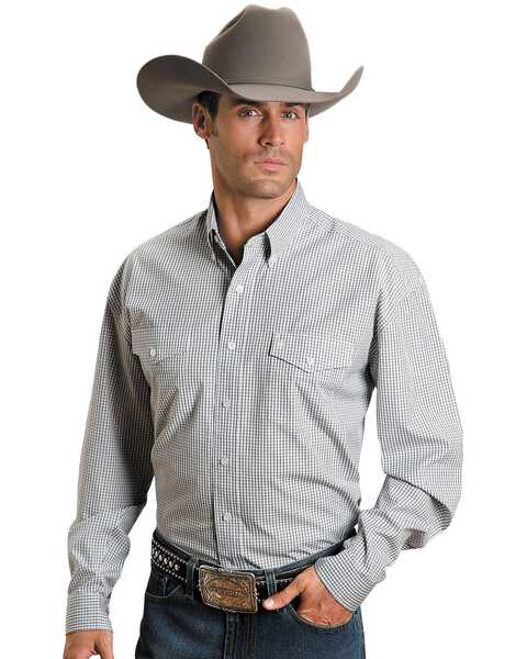 Image #1 - Stetson Men's Plaid Print Long Sleeve Button Down Western Shirt, , hi-res
