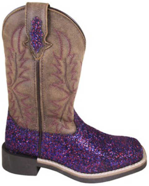 Smoky Mountain Little Girls' Ariel Glitter Western Boots - Broad Square Toe, Purple, hi-res
