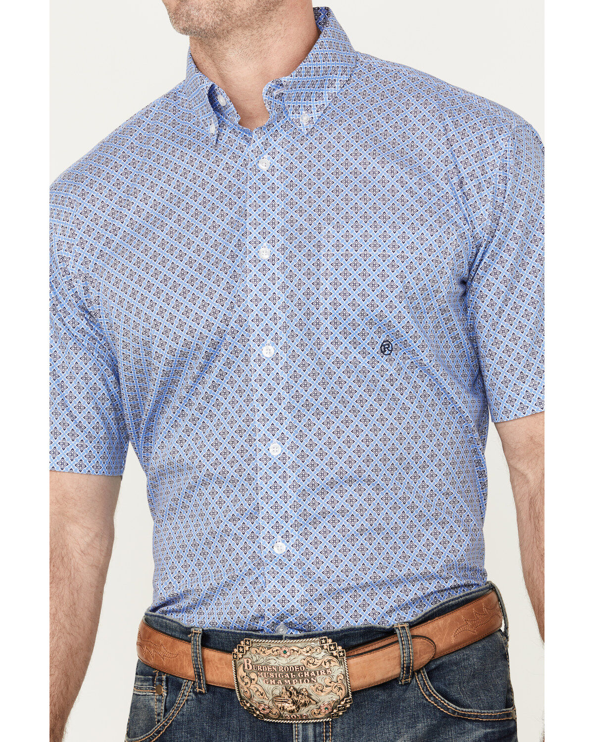 Image #3 - Roper Men's Geo Print Short Sleeve Button Down Western Shirt, , hi-res