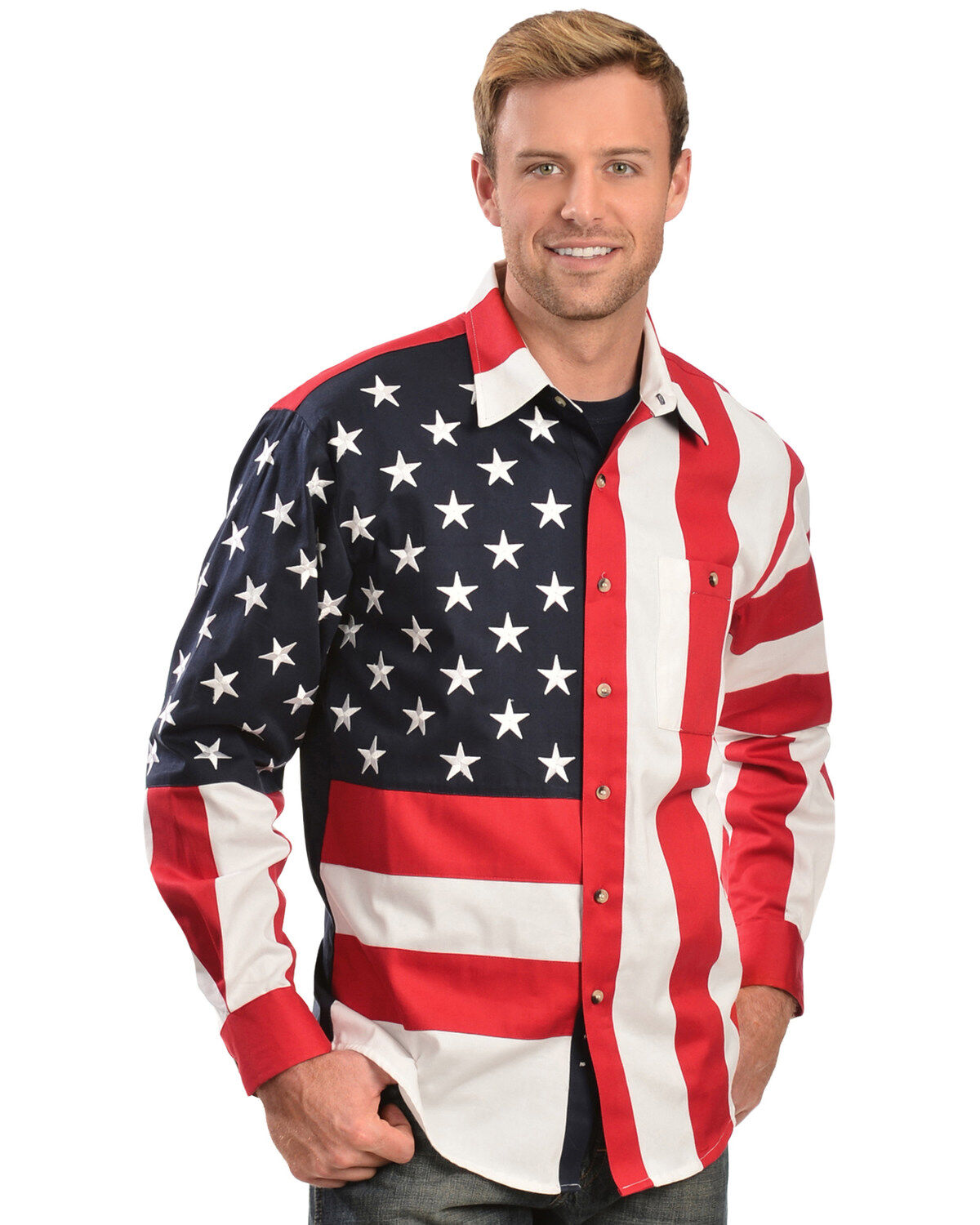 american flag button up shirt