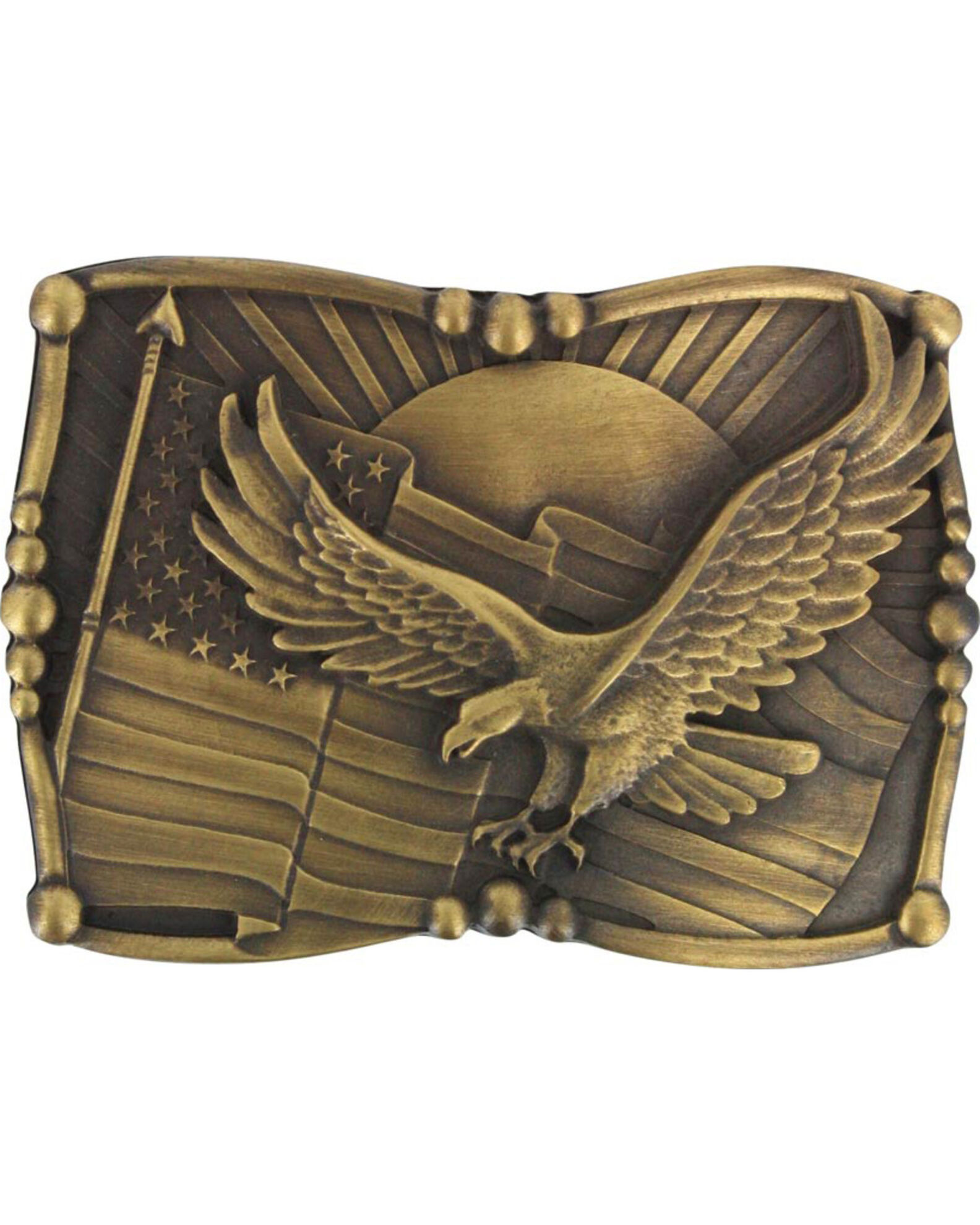 Image #1 - Cody James® Men's Antiqued American Flag and Eagle Belt Buckle, Brown, hi-res