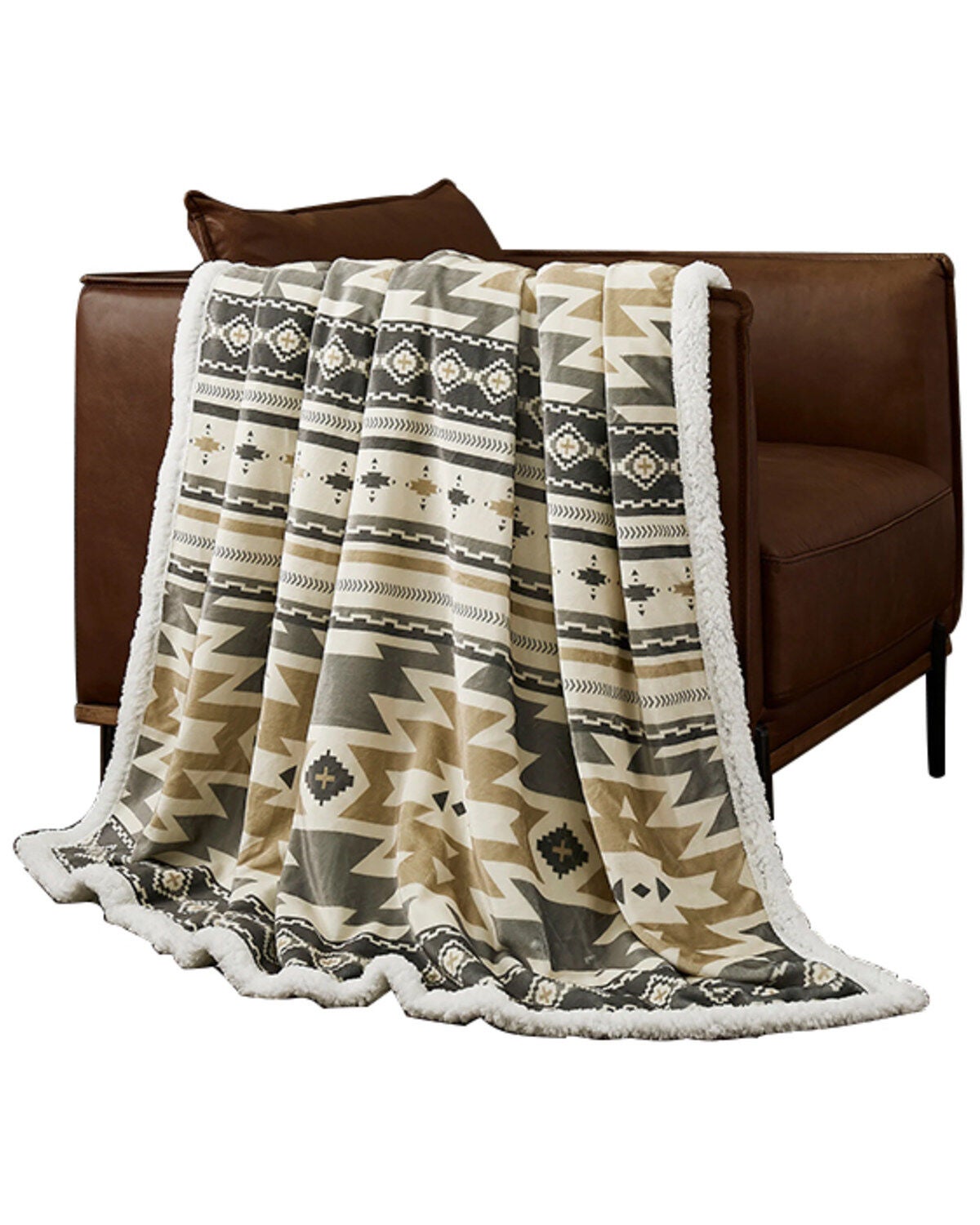 HiEnd Accents Desert Sage Campfire Sherpa Throw, Multi, hi-res