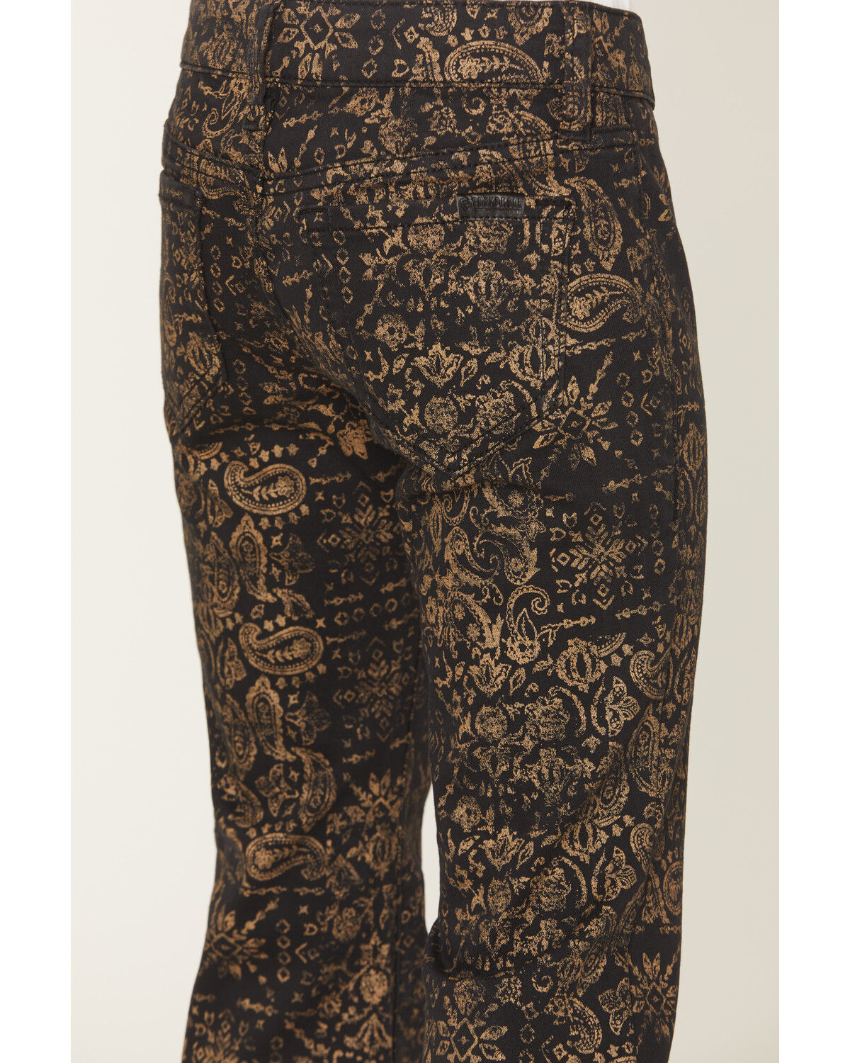 Image #4 - Rock & Roll Denim Girls' Paisley Distressed Flare Stretch Jeans, Black, hi-res