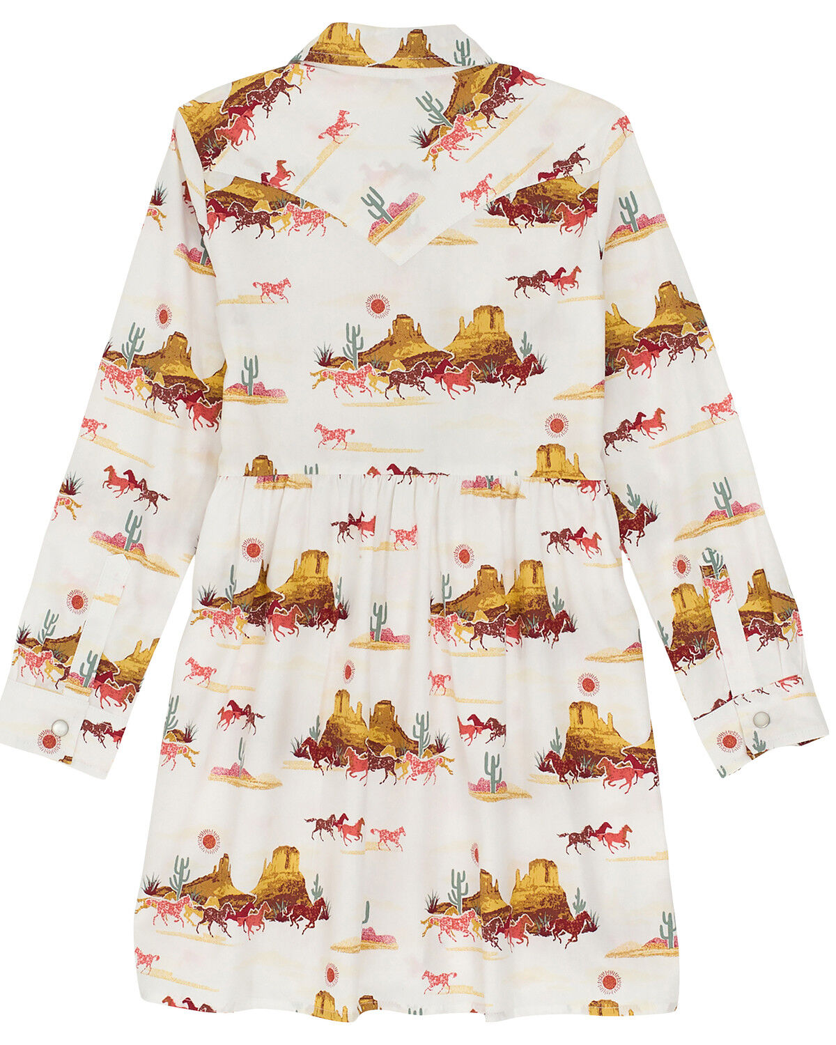 Image #2 - Wrangler Girls' Desert Print Long Sleeve Pearl Snap Dress, White, hi-res