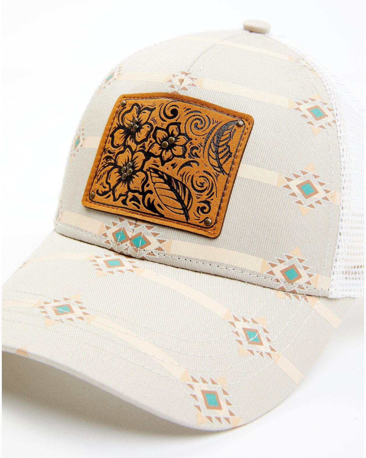 Image #2 - Shyanne Women's Leather Patch Pony Hole Mesh Ball Cap, Beige/khaki, hi-res