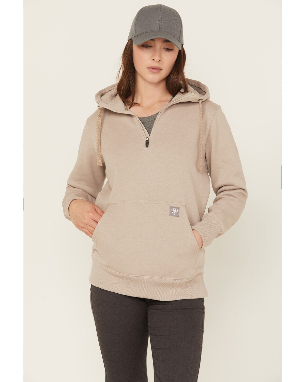 Ariat Women's Rebar Skill Set 1/2 Zip Pullover, Brown, hi-res