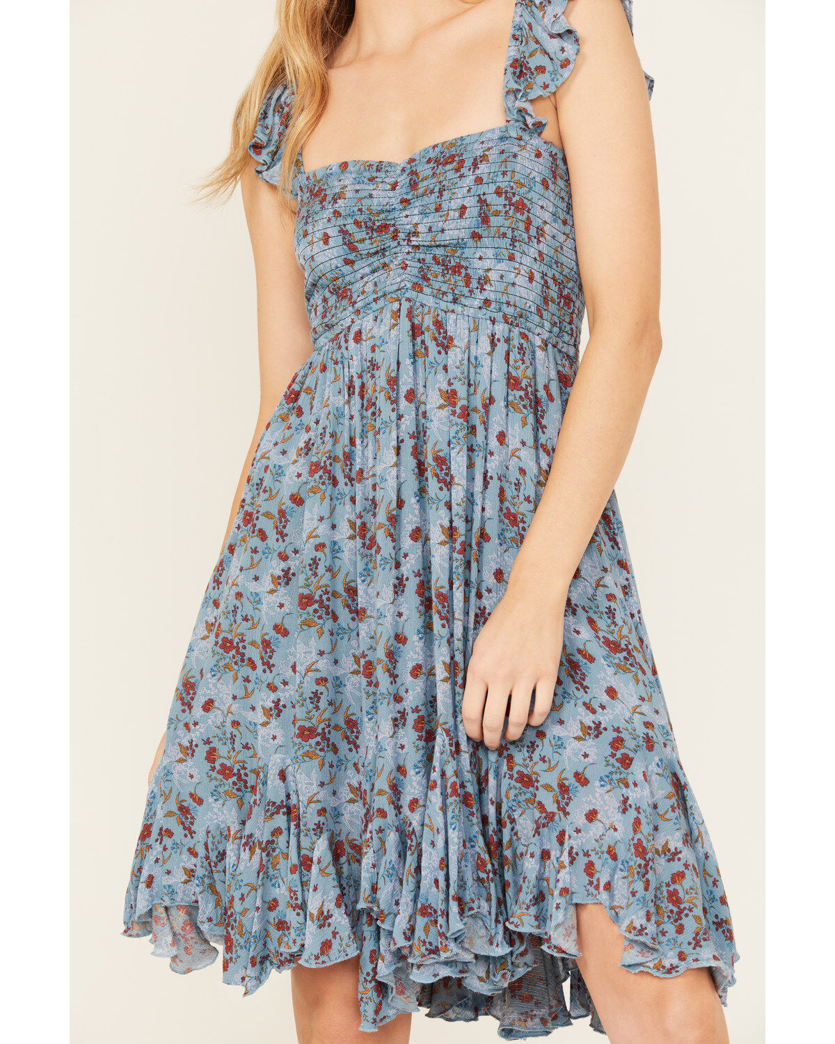 Rock & Roll Denim Women's Sleeveless Floral Print Mini Dress