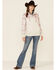 HOOey Women's Southwestern Print Button Down Hooded Pullover, Oatmeal, hi-res
