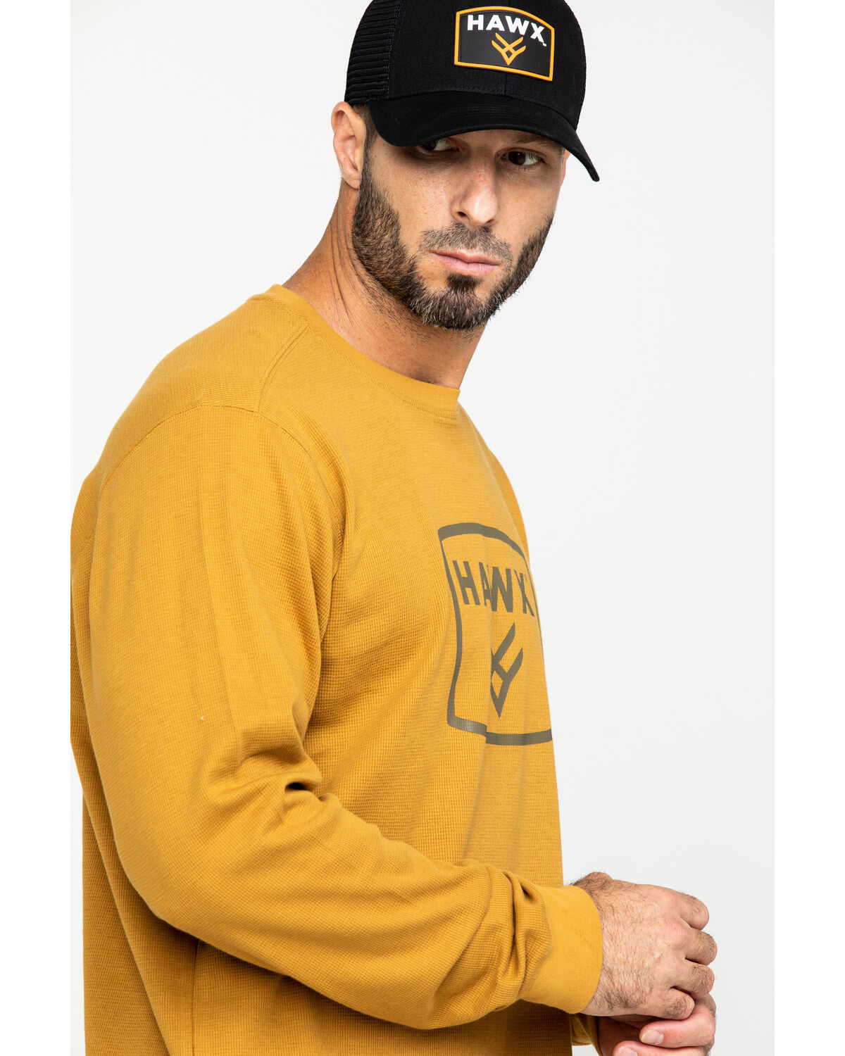Image #5 - Hawx Men's Brown Box Logo Graphic Thermal Long Sleeve Work Shirt , , hi-res