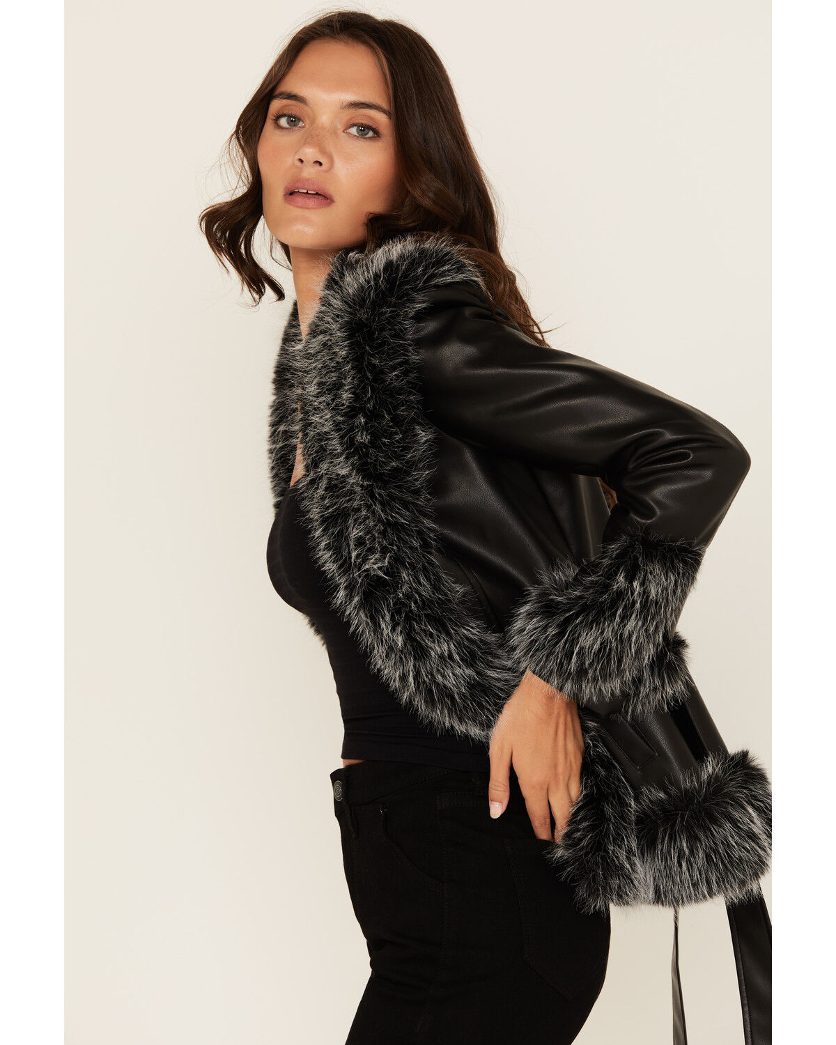 Azalea Wang Women's Kenzy Faux Fur Belted Coat | Boot Barn