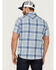 Flag & Anthem Men's Desert Son Cookeville Vintage Large Plaid Short Sleeve Snap Western Shirt , Light Blue, hi-res