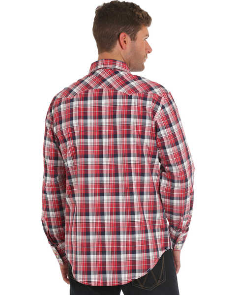 Image #2 - Wrangler Retro Men's Red Long Sleeve Plaid Shirt , , hi-res