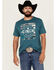Image #1 - Cinch Men's Southwestern Print Logo Short Sleeve Graphic T-Shirt, Teal, hi-res
